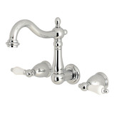 Kingston Brass KS1251PL Two Handle Wall Mount Bathroom Faucet, Polished Chrome